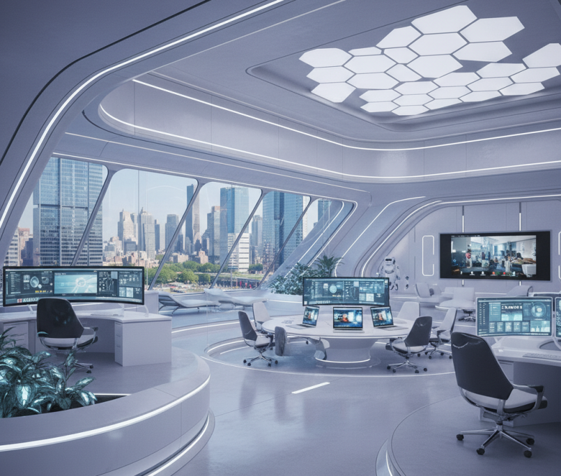 desain interior kantor futuristik